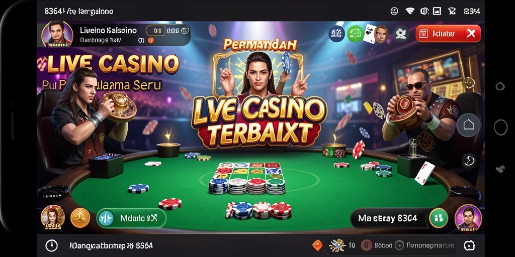 Tampilan gameplay Live Casino yang mendebarkan di aplikasi 8364.