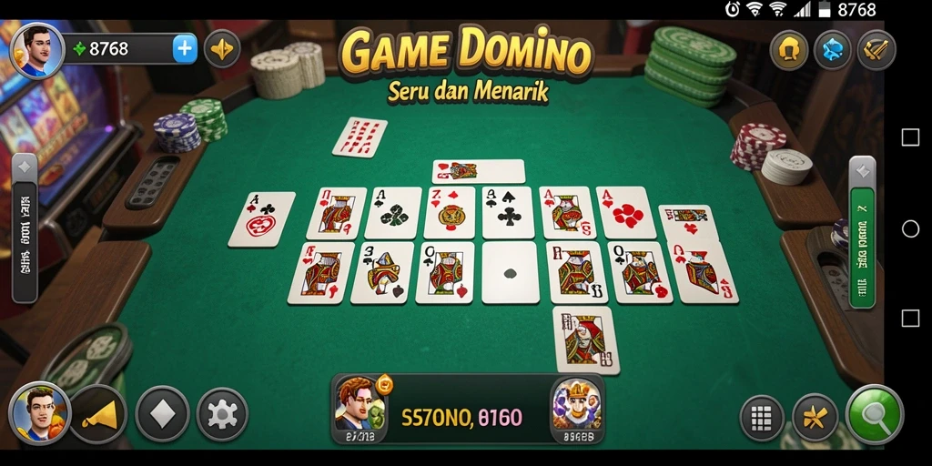 Tangkapan layar menunjukkan gameplay seru 8768 di dalam permainan Domino.