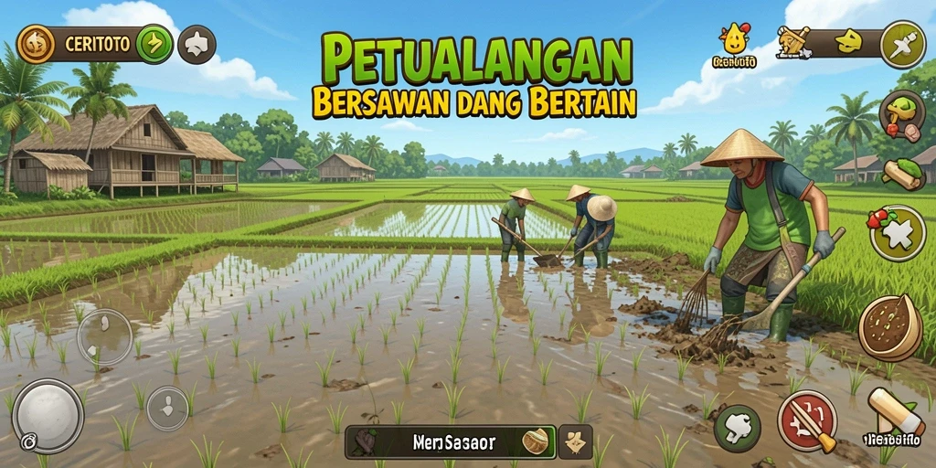 Screenshot CERITOTO menunjukkan permainan bertani yang seru dan interaktif.