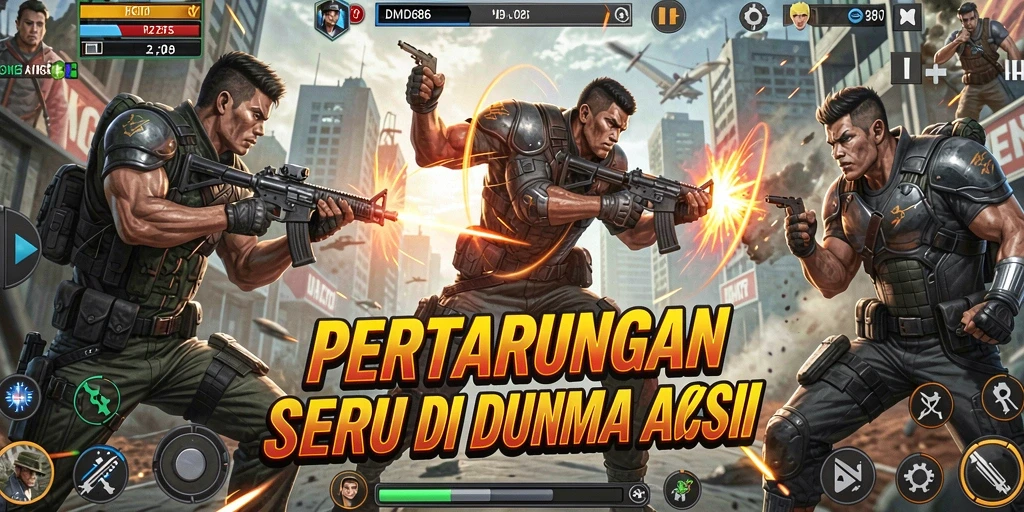 Tampilan gameplay menegangkan di DMD686 dengan aksi seru.