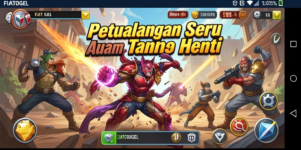 Tampilan dinamis dari gameplay FIATOGEL yang penuh aksi.