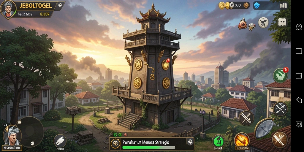 Gameplay JEBOLTOGEL dengan menara dan musuh yang menantang.
