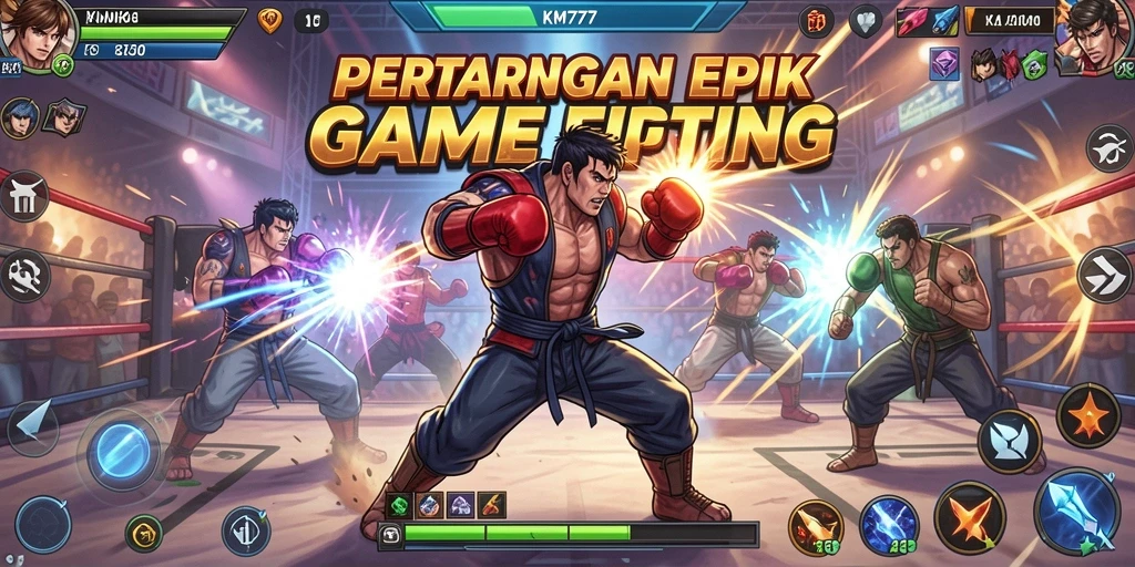 Tampilan gameplay KM777 yang mendebarkan dan aksi karakter Fighting.