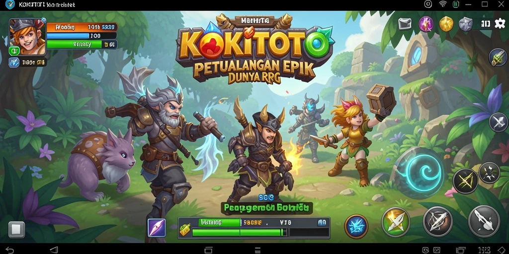 Screenshot gameplay KOKITOTO menampilkan karakter beraksi di dunia RPG yang kaya.