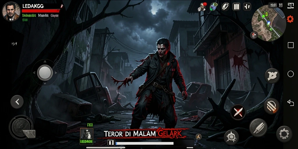 Gameplay LEDAKGG menampilkan suasana mencekam dan elemen horor yang mendebarkan.