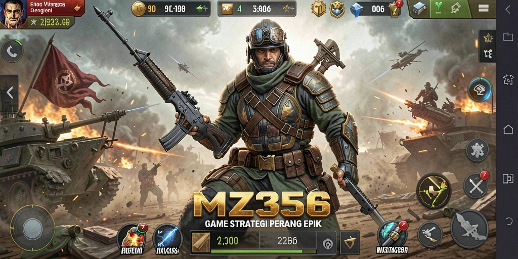 Skrinsut utama MZ356 menampilkan pertempuran yang mendebarkan dalam gameplay SLG.