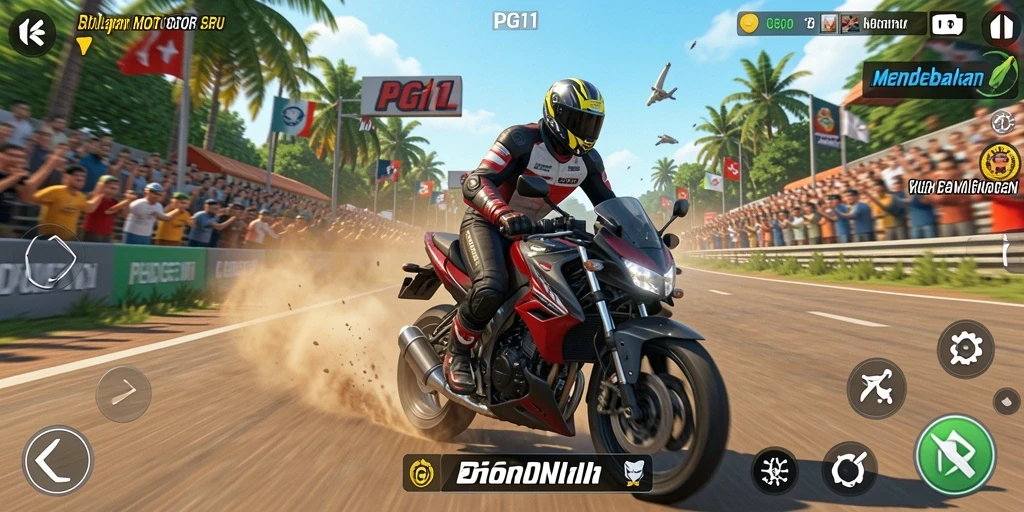 Gameplay mendebarkan balapan motor di PG11 dengan grafik memukau.