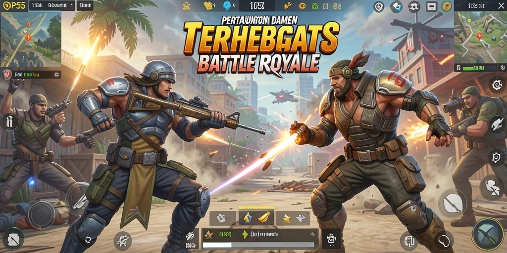 Gameplay seru dan penuh aksi dalam RP55 Battle Royale.
