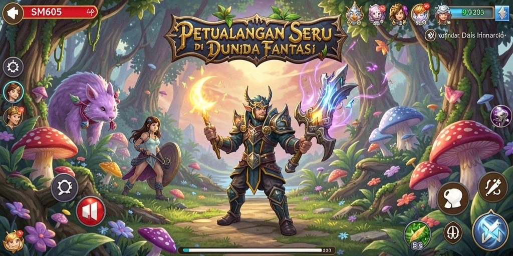 Tampilan gameplay SM605 yang menakjubkan di dunia petualangan.